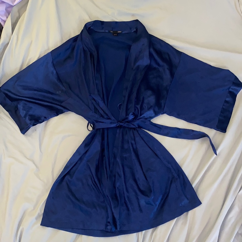 Victoria’s Secret Navy Blue Satin Robe